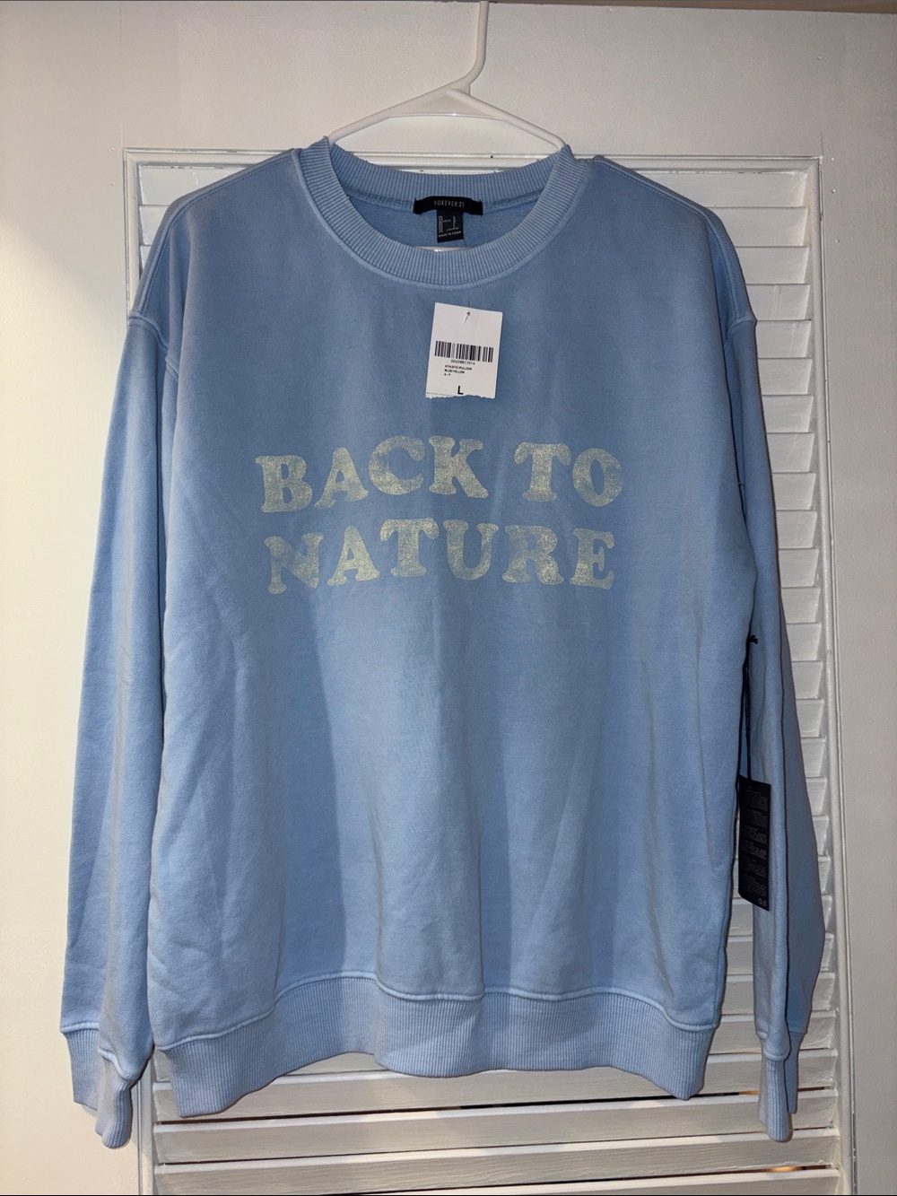 Trendy Brand New “Back to Nature” Light Blue Graphic Crewneck🔥
